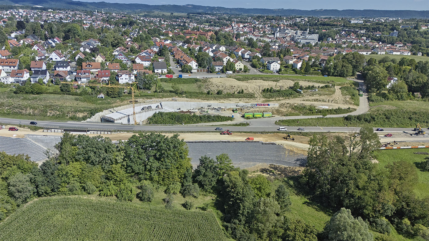 Luftbild B14 Neubau bei Anschlußstelle Backnang West